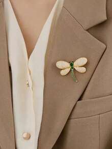 1只綠色立體蜻蜓胸針,女性優雅水晶胸針,女士禮物派對服飾配件時尚珠寶 - 彩色 - 查看 3