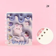 适合小学生使用的可爱兔子 3D 口袋笔记本，快乐兔子笔记本，极具吸引力且便携的侧翻螺旋装订笔记本 - 彩色 - 查看 7