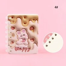 适合小学生使用的可爱兔子 3D 口袋笔记本，快乐兔子笔记本，极具吸引力且便携的侧翻螺旋装订笔记本 - 彩色 - 查看 9
