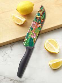 Marco Almond MA69 12-Piece Kitchen Knives Set, Colorful And Fashionable Coated Stainless Steel Knives With Black Blade Guards, 6 Knives With 6 Knives Sheath