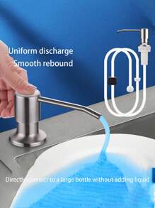 1PC Silver Stainless Steel Sink Soap Extractor, With A Press Type 1 Meter Extension Hose Suitable For Kitchen Sinks And Restaurant Sinks. Can Be Reused. - Silver - View 2