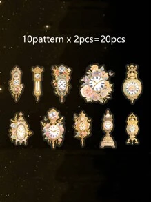 20pcs/Pack Antique Gold Foil Decorative Stickers For Diy Hand Account, Scrapbooking - Multicolor - View 4