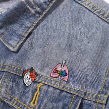 4 件/套解剖器官胸針心肺子宮胸骨骨琺瑯別針骷髏頭骨翻領徽章批發珠寶禮物朋友 - 彩色 - 查看 4