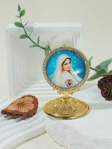 1pc Exquisite And Elegant Jesus & Virgin Mary Angel Praying For Good Luck Home Table Decoration Car Ornament Metal Crafts - home furnishings - View 5