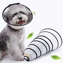 1只寵物恢復項圈,伊麗莎白項圈,透明設計,防咬,防舔,可調節,適用於手術後護理,美容修剪,沐浴清潔和保護,適用於狗和貓 - 白色 - 查看 1