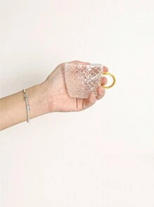 1pc Glass Mug, Minimalist Clear Fish Scale Textured Coffee Mug For Table Back To School