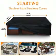 1 Pc Square Patio Furniture Cover, Waterproof Outdoor Furniture Cover Dustproof, UV Protection Outdoor Table Cover, Heavy Duty Outdoor Lawn Garden Table And Chairs, Bag, Organizer, Storage,Kitchen Decor,Household Items - Black - View 4
