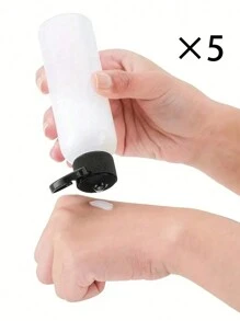 5Pcs 30ml/50ml/80ml/100ml/120ml/150ml/200ml Clear Round Shoulder Bottle With Flip Butterfly Lid Travel Bottle Empty Cosmetic Sample Dispenser Container, Empty Clear Plastic Bottles Refillable Squeeze, Travelling Containers Small Leak Proof Squeeze Bottles With Black Flip Cap For Toiletries,Shampoo, Travel Size Cosmetics, Home Travel Back To School Unisex (100ml, Black Cap Pattern Is Random), Portable Accessories Storage