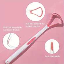1pc Portable Adult Tongue Scraper, Gently Cleans Tongue Coating For Fresh Breath, Compact & Convenient Design For Home, Office, Travel Use, Unique Curved Shape Fits Tongue Surface, Easy To Clean With One Rinse, Suitable For Daily Oral Care, Use Morning And Night - Pink - View 5