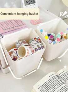 1pc Storage Bin Case Basket Waterproof Space-Saving Strong Load Bearing Mini Hanging Plastic Desktop Kitchen Supplies - White - View 10
