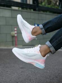 男士綁帶拼色運動鞋,減震設計,防水防滑,適合健身、旅遊,男女通用 - 粉色 - 查看 1