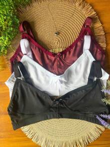 Kit 3 Sutiã De Sustentação Reforçado Feminino Sem Bojo Alça Regulável