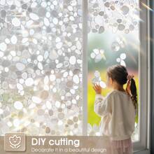 1 Piece Of Window Film Privacy 3D Cobblestone Frosted Privacy Film Electrostatic Adsorption Glass Door Cover Electrostatic Window Detachable Non Adhesive UV Resistant Glass Cover Film Suitable For Home And Office Use - White - View 8