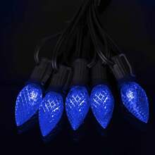25入裝c7塑膠聖誕燈串備用燈泡,藍色燭形可調光0.6瓦e12插座110v 220v防摔防水小燈飾,適用於室內/室外節日裝飾 - 藍色 - 查看 6