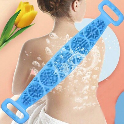 1pc Silicone Bath Brush For Exfoliating, Massage, Cleaning, Easy To Clean Back Scrubber, Bath And Body Works, Shower, Living Room Home Bedroom Bathroom House Decor, Travel Stuff, Wedding, Party, Birthday, Gifts For Men Mom Dad Friends, New Years, Accessories, Funny Gift