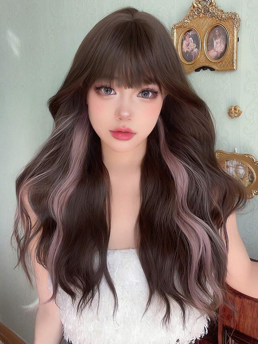 alicegarden 1 Synthetic Heat-Resistant, Wavy Wigs Multi Color Wig, 24 Inches Long, Fully Machine Woven Daily Natural Realistic Wig Christmas Y2k (Excluding Accessories) - Multicolor - View 1