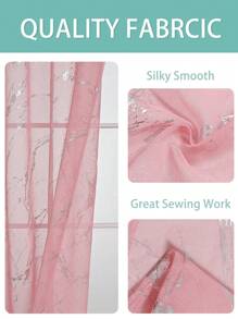 1 Pieza Cortina Rosa Transparente Con Relieve Plateado Moderno De Poliéster, Ideal Para Separación De La Habitación Y La Sala De Estar, Con Líneas Decorativas