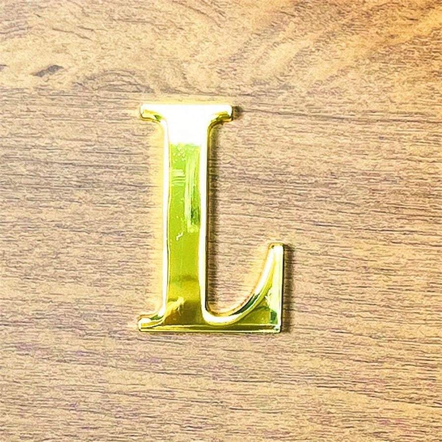 5*3公分金屬3d英文字母帶粘合貼紙,diy個性化汽車改裝貼紙,3d數字門牌牆面裝飾 - 金色 - 查看 1