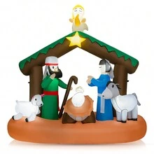 6 Feet Lighted Christmas Inflatable Nativity Scene Decoration - Multicolor - View 1