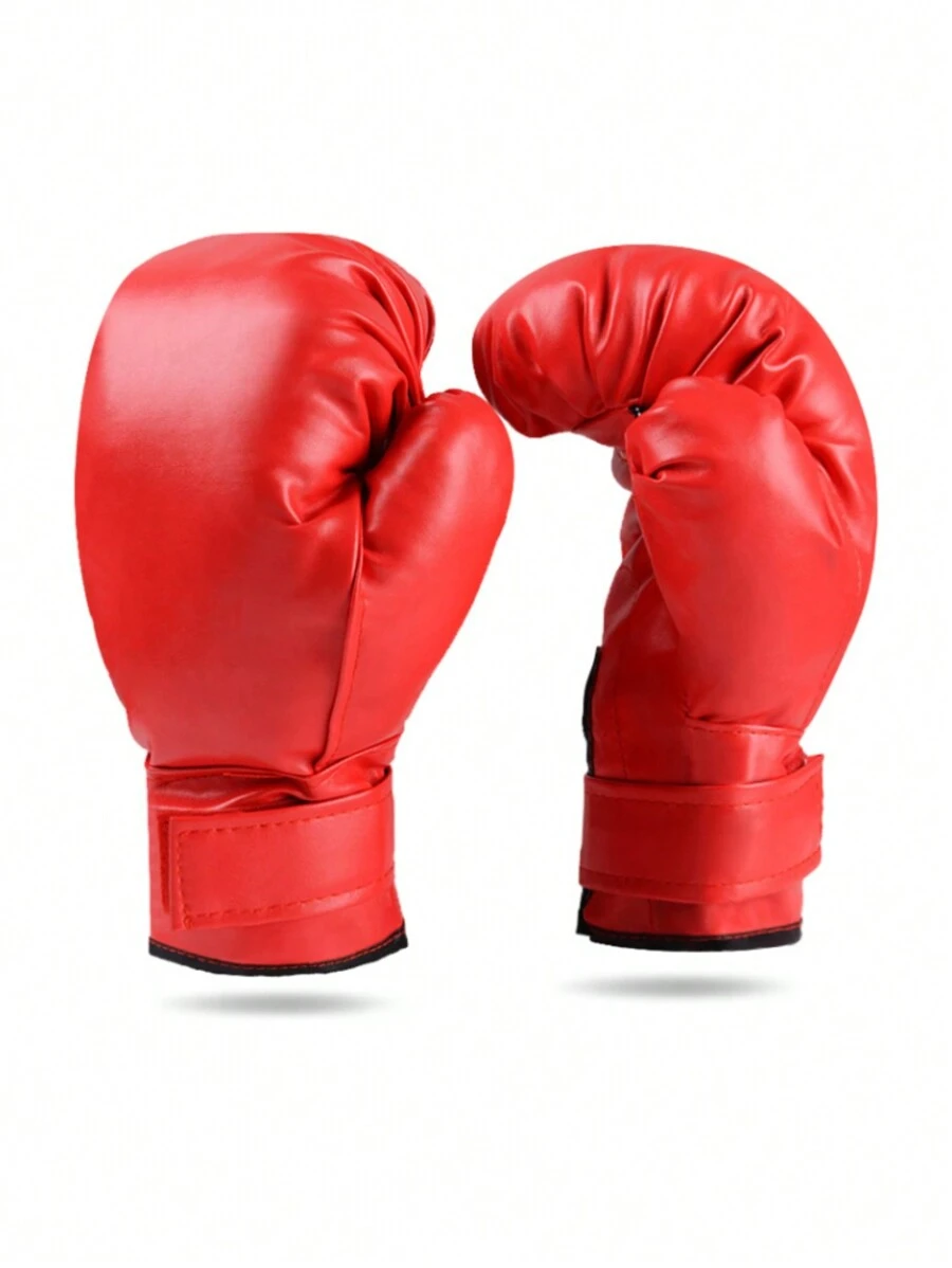 1 雙成人拳擊手套、拳擊裝備、全指拳擊手套、綜合格鬥、泰拳、跆拳道 - 紅色 - 查看 1