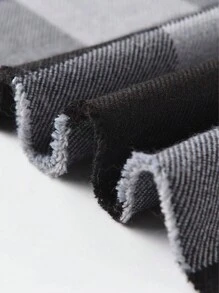 1pc Simple Grid Pattern Tassel Men's Scarf New Thick Warm Couple Neck Wrap For Autumn/winter - Grey - View 3