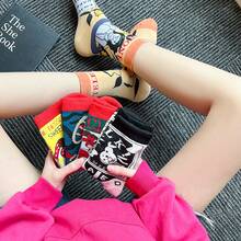 5 双女士袜子春秋季欧美复古时尚潮流嘻哈袜 - 彩色 - 查看 4