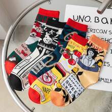 5 双女士袜子春秋季欧美复古时尚潮流嘻哈袜 - 彩色 - 查看 1