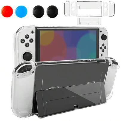 Ốp tương thích với Switch OLED Mô hình 2021 , PC Lớp bảo vệ Với Thoải mái TPU Hộp đựng Và 4 Ngón tay cái Gậy