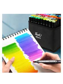 Marcadores Plumones Punta Con Punta De Pincel, 100 Colores - Negro - Ver 3