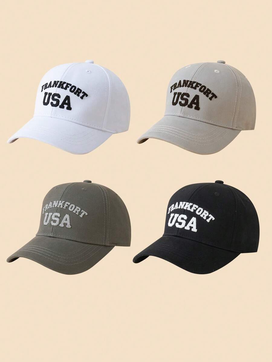 1pc Unisex Frankfurt City Name English Letter Embroidered Baseball Cap, Designed By Exclusive Designer For Daily Commute Wear, Perfect For Work, School, Date - Dark Grey - View 1
