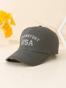 1pc Unisex Frankfurt City Name English Letter Embroidered Baseball Cap, Designed By Exclusive Designer For Daily Commute Wear, Perfect For Work, School, Date - Dark Grey - View 12