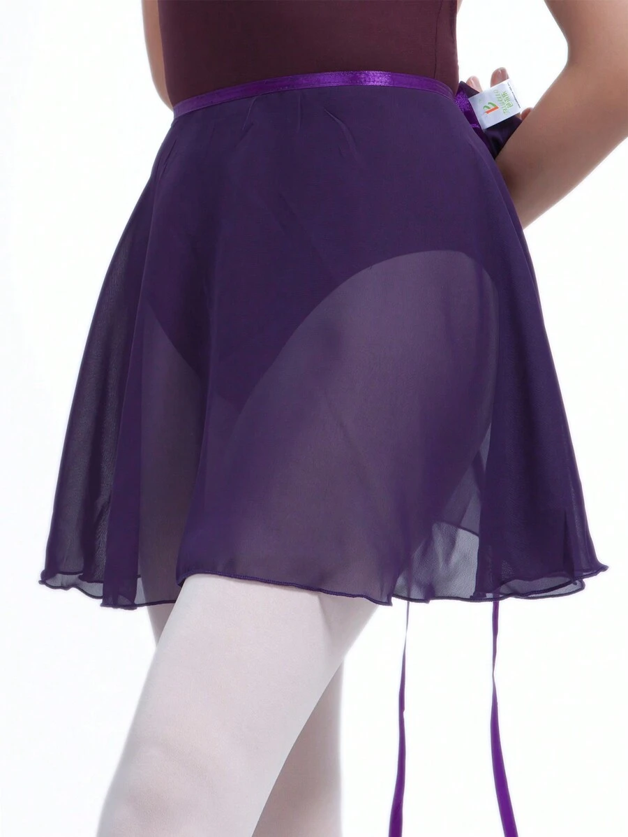 balletto Adult Women's Chiffon Tutu Ballet Dance Short Skirt, One-Piece Style Waist Apron For Dancing Practice And Performance - 紫色 - 查看 1