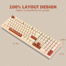 Attack Shark 遊戲鍵盤有線,rgb 背光人體工學 108 鍵機械感鍵盤,靜音多媒體鍵 Usb 鍵盤適用於 Pc 筆記型電腦遊戲玩家辦公室打字員筆記型電腦 Xbox Ps4 - 咖啡拼色 - 查看 7