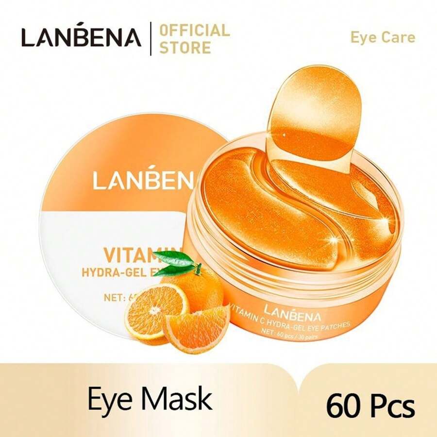 LANBENA Under Eye Patches - 30 Pairs Vitamin C Eye Mask- Puffy Eyes & Dark Circles Treatments, Reduce Under Eye Bags and Smooth Wrinkles - 橘色 - 查看 1