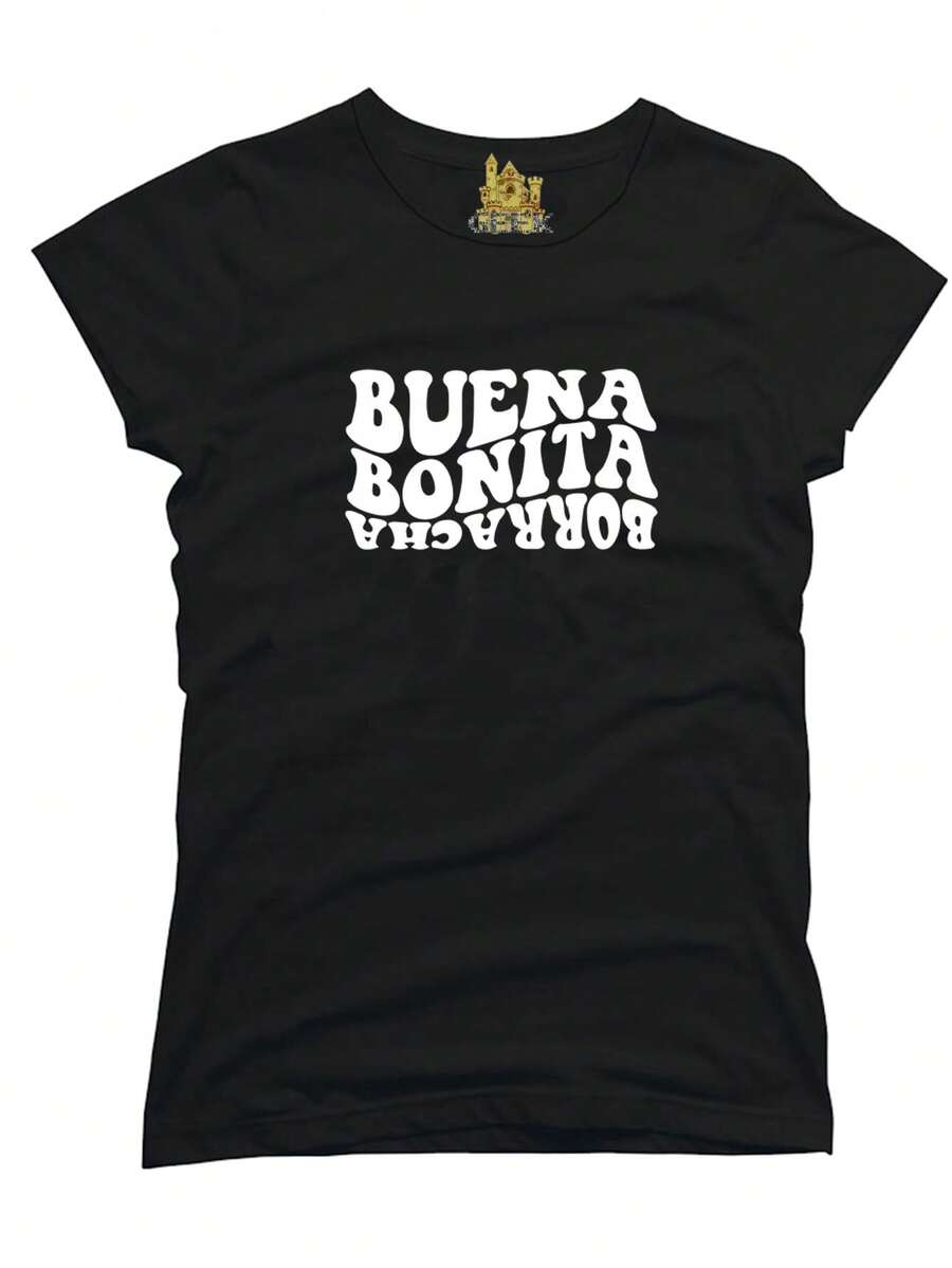 Playera 3b B B B tres B Buena Bonita Borracha moda - Blanco y Negro - Ver 1