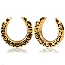 2PCS Saddle Tunnels Ear Hangers Ear Gauges Plugs Stretcher Earring Piercing Body Jewelry - Flower Saddle - View 14