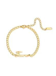 1 Miếng Thép không gỉ Tim & Cung hoàng đạo Dấu hiệu & Tiếng Anh Treo trang trí chữ cái Vòng tay - Vàng - Xem 5