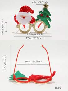 1入節慶聖誕裝飾派對眼鏡,設有聖誕老人、馴鹿、聖誕樹與彩色燈飾圖案