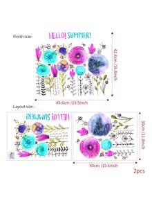 2 件卡通彩色花朵氣球裝飾壁紙,自黏可移除 Pvc 貼紙適合客廳臥室裝飾