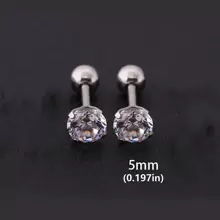 1 Par De Pendientes De Acero Inoxidable Plateado Y Circonio Cúbico De Moda Para Hombres Y Mujeres, Pendientes Suaves Y Cómodos De Bola Redonda Retorcida De 4 Garras Para El Hueso De La Oreja, Se Pueden Usar Mientras Duermen Y Nadan, No Es Necesario Quitárselos, Plateados, 3 Mm/4 Mm/5 Mm/6 Mm/7 Mm/8 Mm