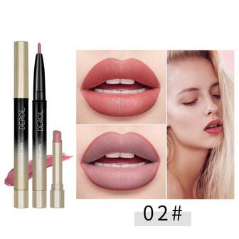 雙頭啞光,不易沾杯,絨面質地,持久唇線筆