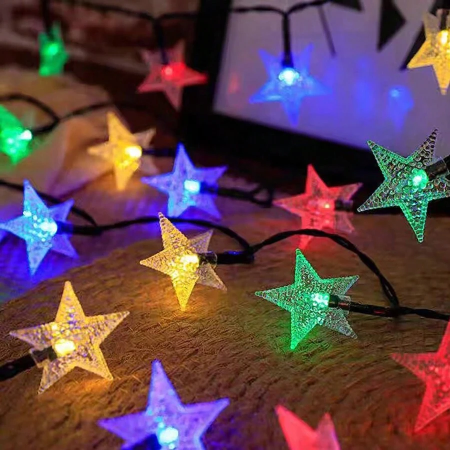 LED star light christmas light decoración interior y exterior para el hogar, modelo solar 5M largo 20 luces color light string - Multicolor - Ver 1