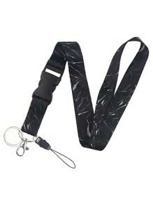 1 pièce Sangle de cou détachable pour porte-badge, clés, porte-clés, design marbre. Parfait pour les enseignants, les hommes et les femmes, avec boucle à dégagement rapide. Cordon pour téléphone portable, carte d'identité ou portefeuille, etc. Cadeau décontracté, souvenir, accessoire de voiture, charme de sac, scolaire, gothique mignon Y2K