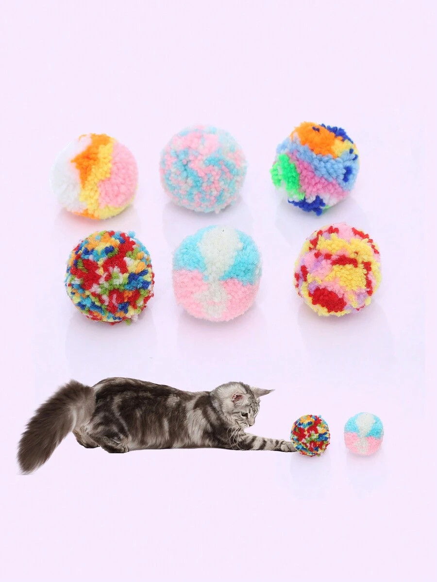 5 Piezas/paquete Juguetes Interactivos Para Gatos Con Bola De Hilo Lindo Resistente A Morder Y Pulir Para Jugar - Multicolor - Ver 1