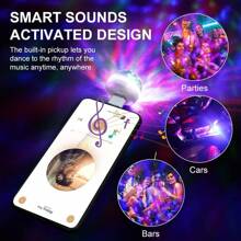 USB迷你燈球派對燈，聲控DJ舞臺閃光燈，便攜式LED汽車環境燈，適用於派對、卡拉OK、酒吧、戶外音樂節、露營等場合（1件裝-Android/Apple/Type-C 界面可選）
