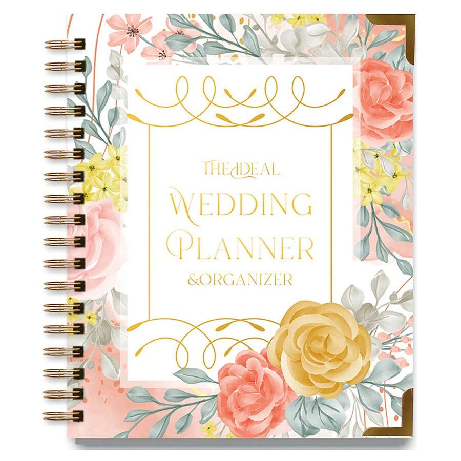 Wedding Planning Book, Wedding Planner With Tabs And Storage Pockets, Wedding Notebook And Calendar Checklist, Engagement Gifts For Women - Pink - View 1