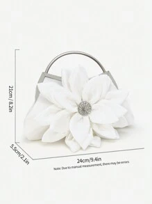 花卉圖騰復古晚宴女士手袋,適用於婚禮和旗袍派對手拿包 - 白色 - 查看 6