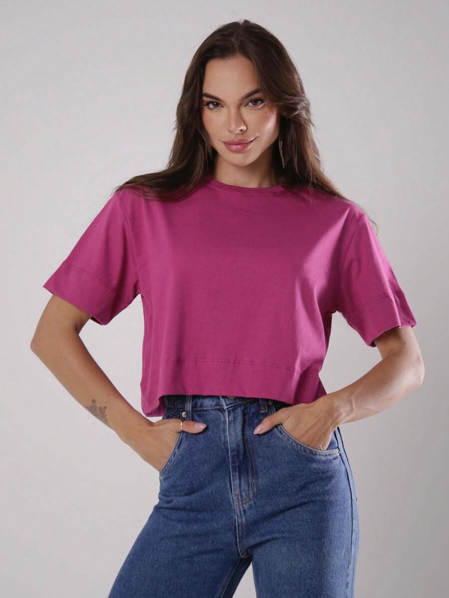 Women T-Shirts - 玫瑰紅 - 查看 1