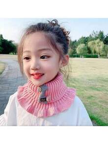 兒童針織圍巾蕾絲假領冬季保暖圍脖男童女童防風