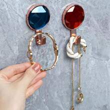 1/4 件浴室寶石形狀牆壁掛鉤,強力黏性壁掛式掛鉤,適用於廚房和浴室,無需鑽孔 - 酒紅色 - 查看 5